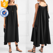 Ajuste flojo de la correa de espagueti de algodón negro Maxi vestido de verano fabricación al por mayor de prendas de vestir de las mujeres de moda (TA0331D)